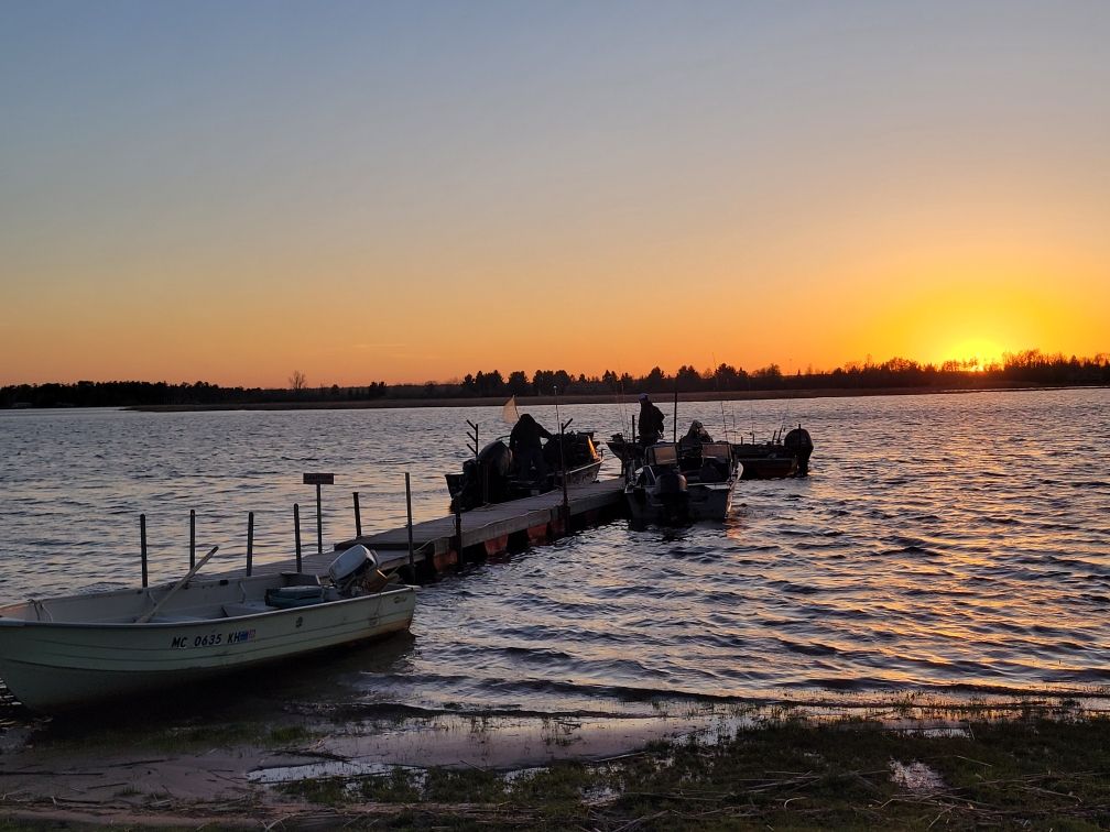 Fishing boats tied up at our dock as the evening light comes down.